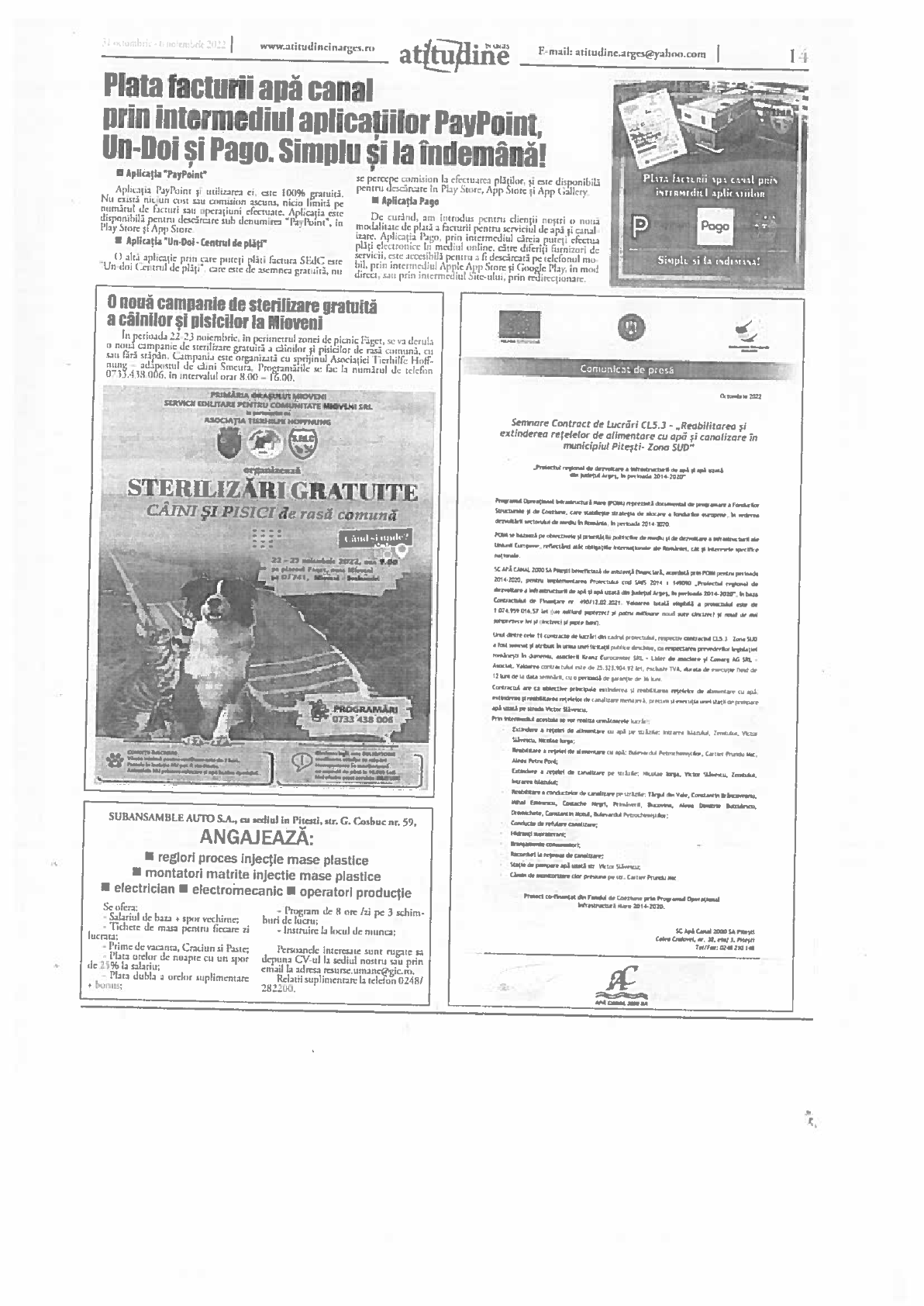 Articol semnare contract - Atitudine în Argeș